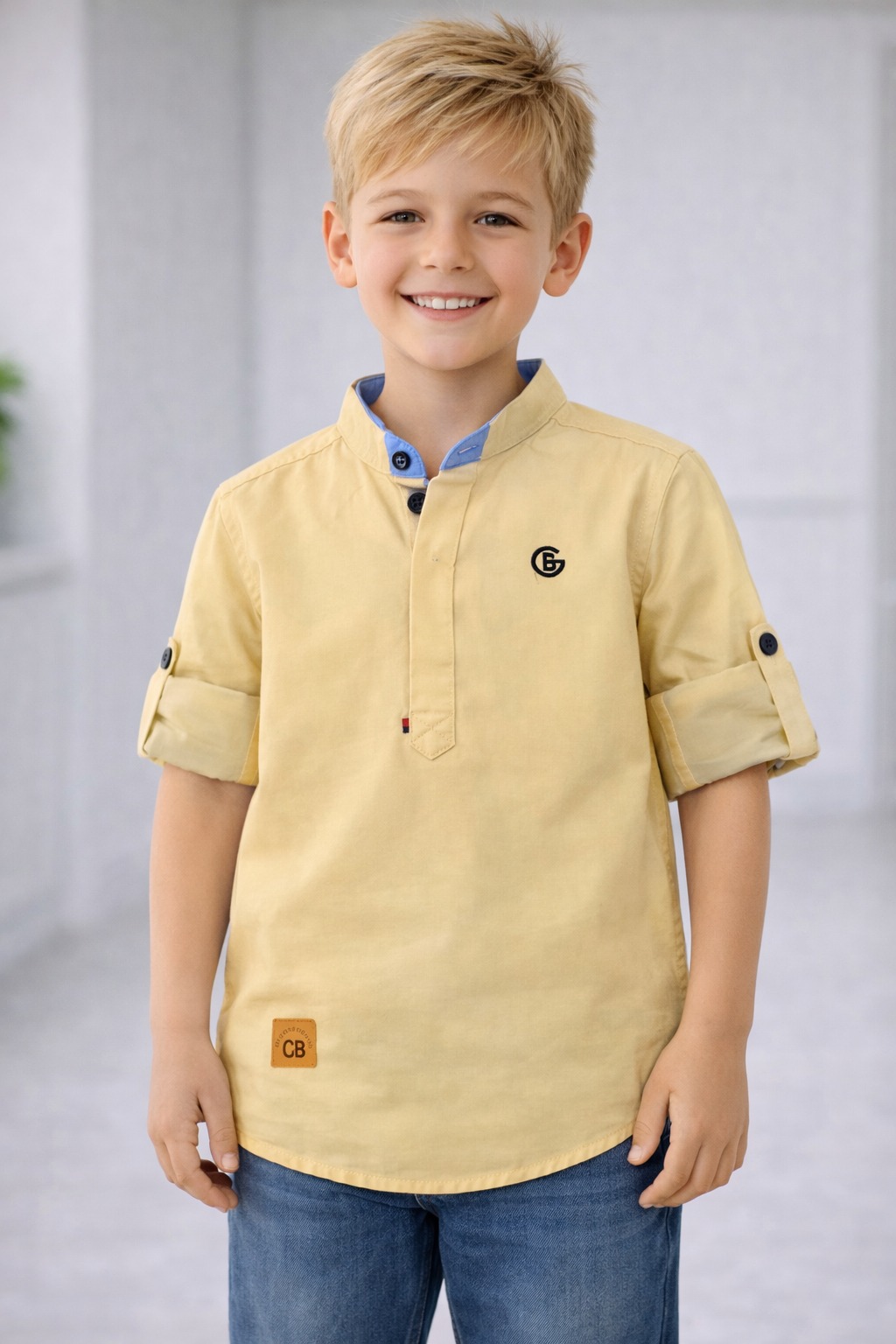 Butter Yellow Mandarin Collar Kurta