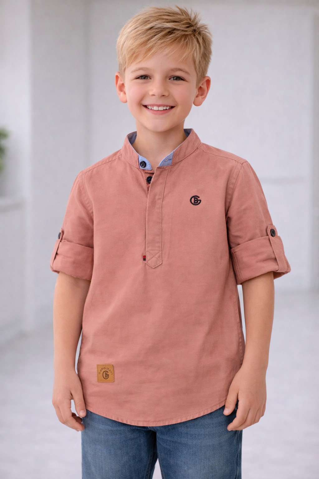 Clay Rose Mandarin Collar Kurta