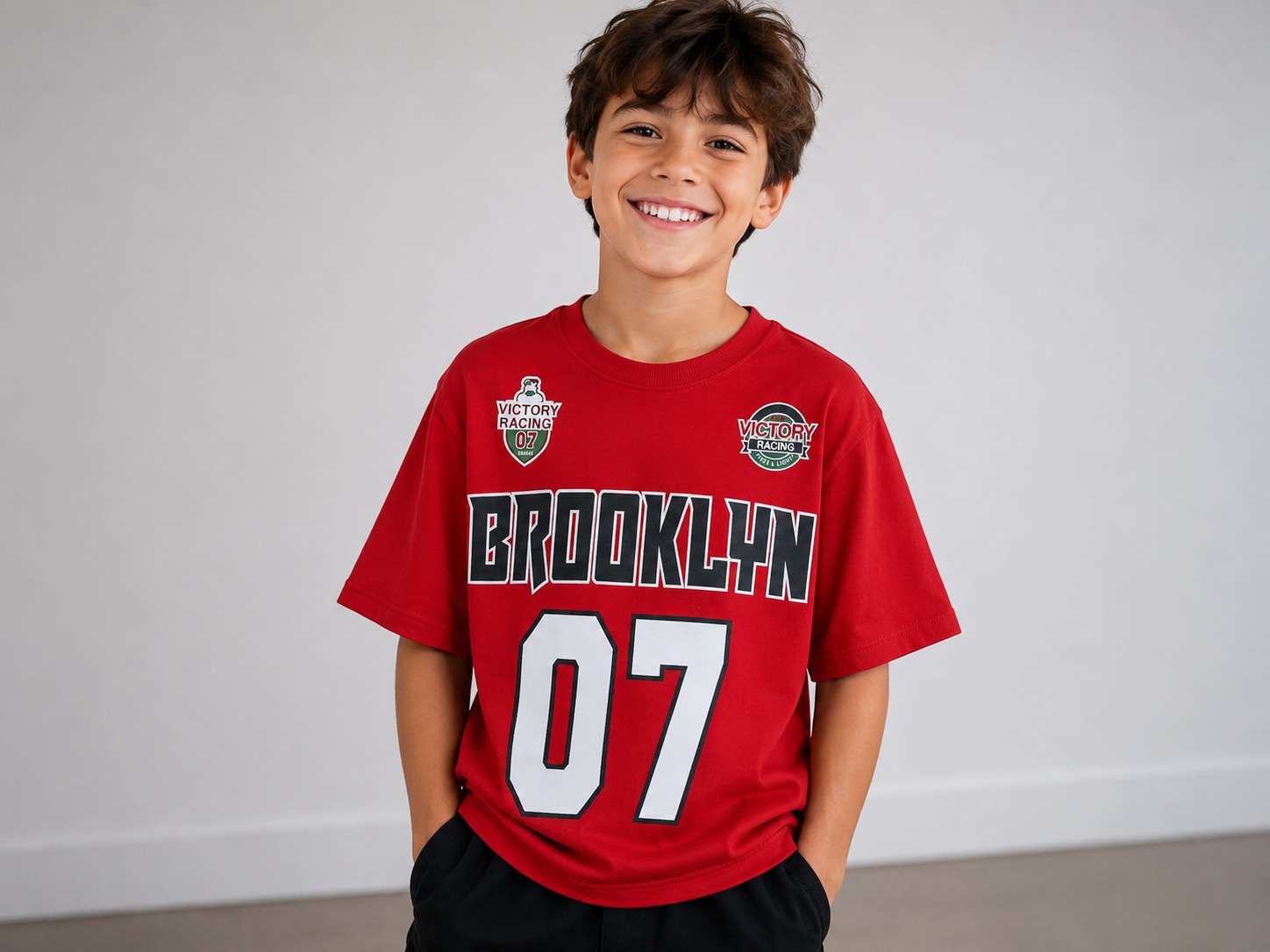Brooklyn Victory Racing 07 Downshoulder T-Shirt — Red