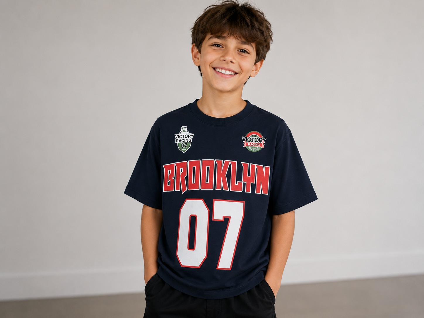 Brooklyn Victory Racing 07 Downshoulder T-Shirt — Navy
