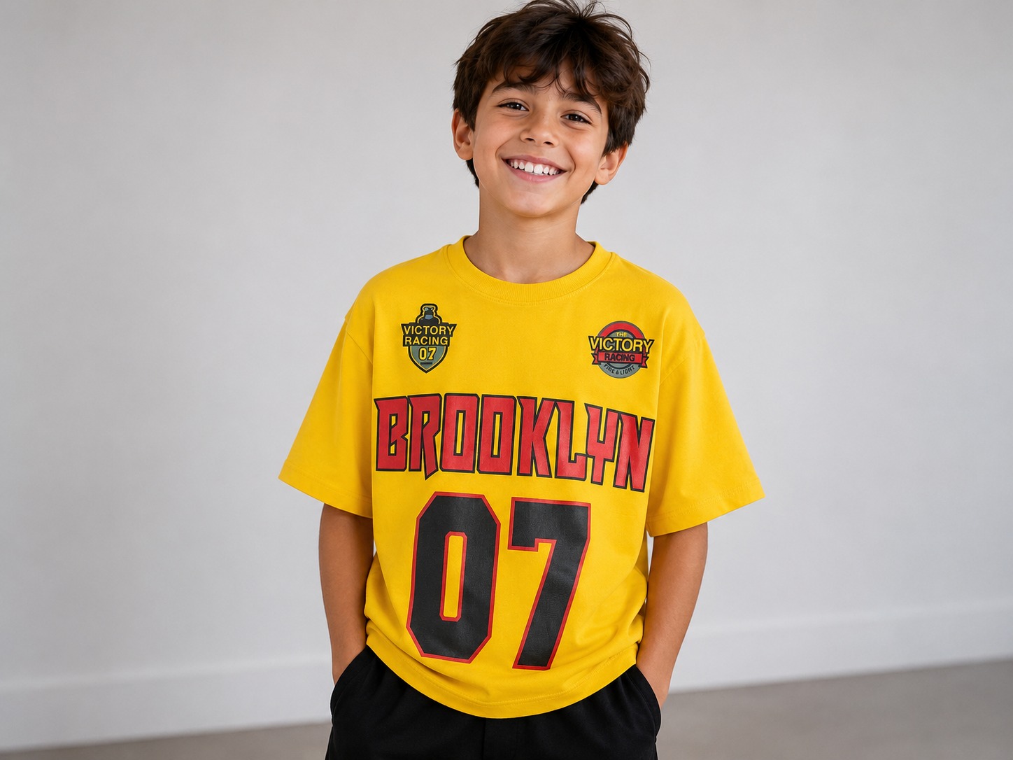 Brooklyn Victory Racing 07 Downshoulder T-Shirt — Yellow