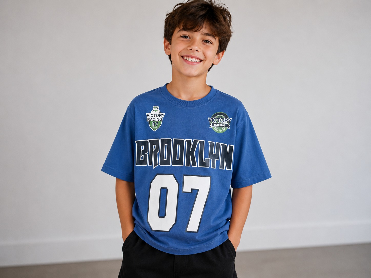 Brooklyn Victory Racing 07 Downshoulder T-Shirt — Royal Blue