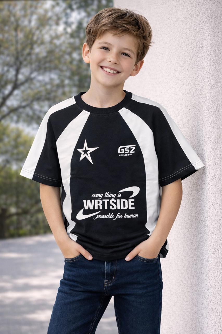 Brooklyn Wrtside Star Raglan Downshoulder T-Shirt — Black