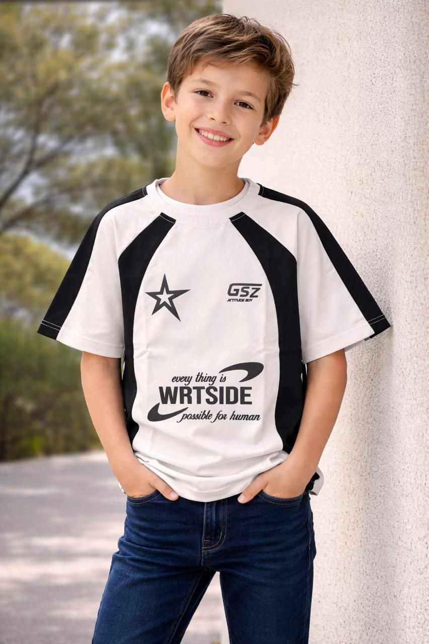 Brooklyn Wrtside Star Raglan Downshoulder T-Shirt — White