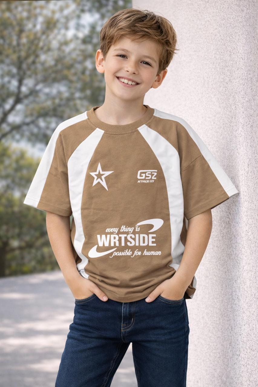 Brooklyn Wrtside Star Raglan Downshoulder T-Shirt — Khaki