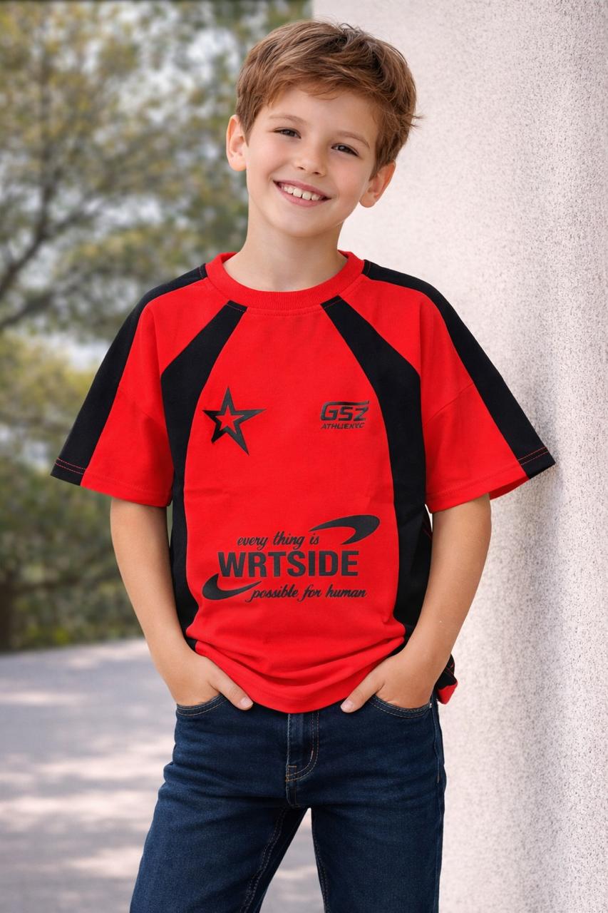 Brooklyn Wrtside Star Raglan Downshoulder T-Shirt — Red