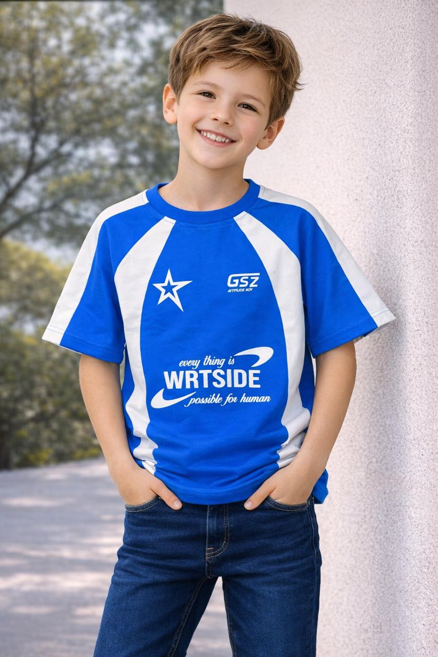 Brooklyn Wrtside Star Raglan Downshoulder T-Shirt — Royal Blue