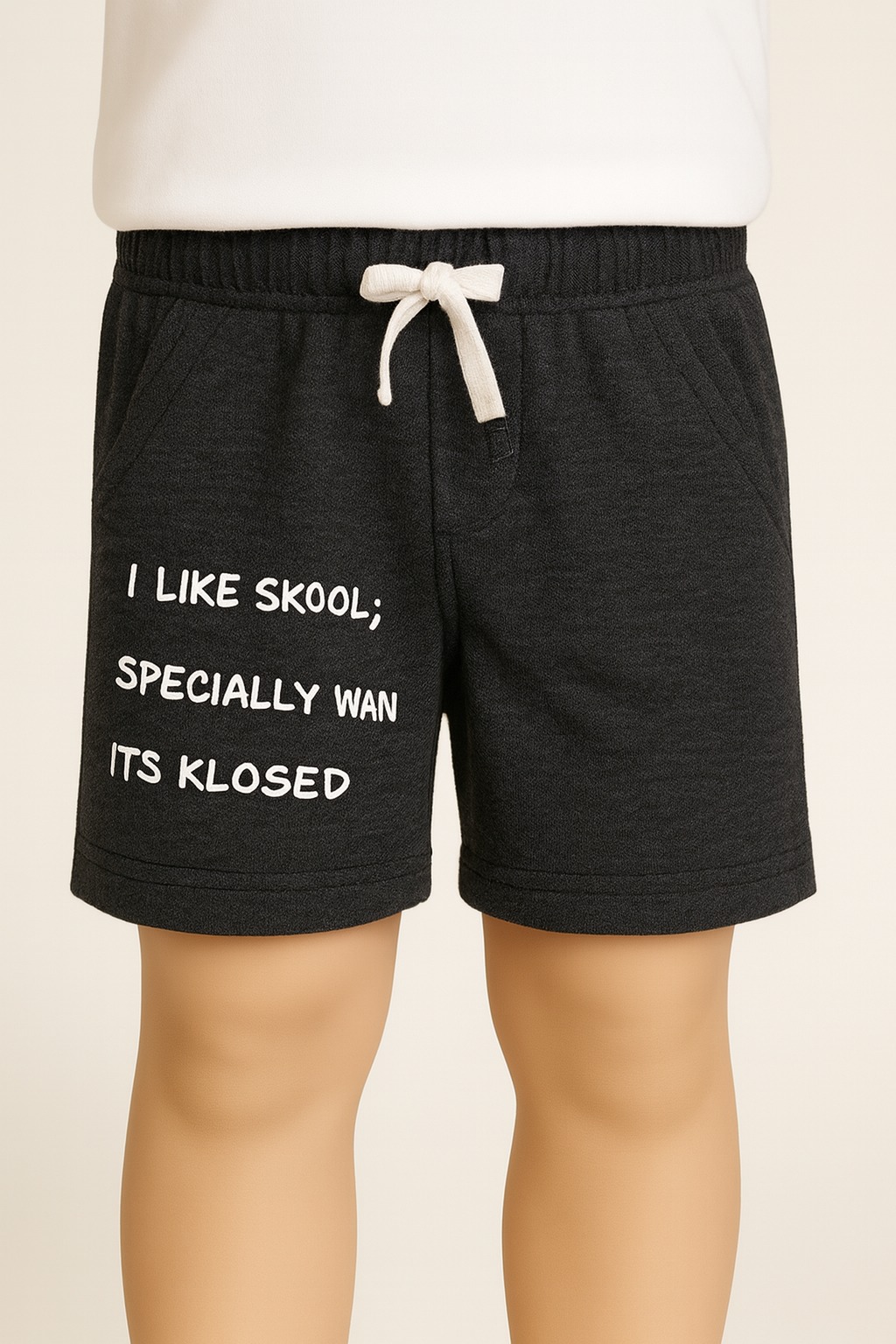 I Like Skool Shorts — Charcoal | 1–3 Years
