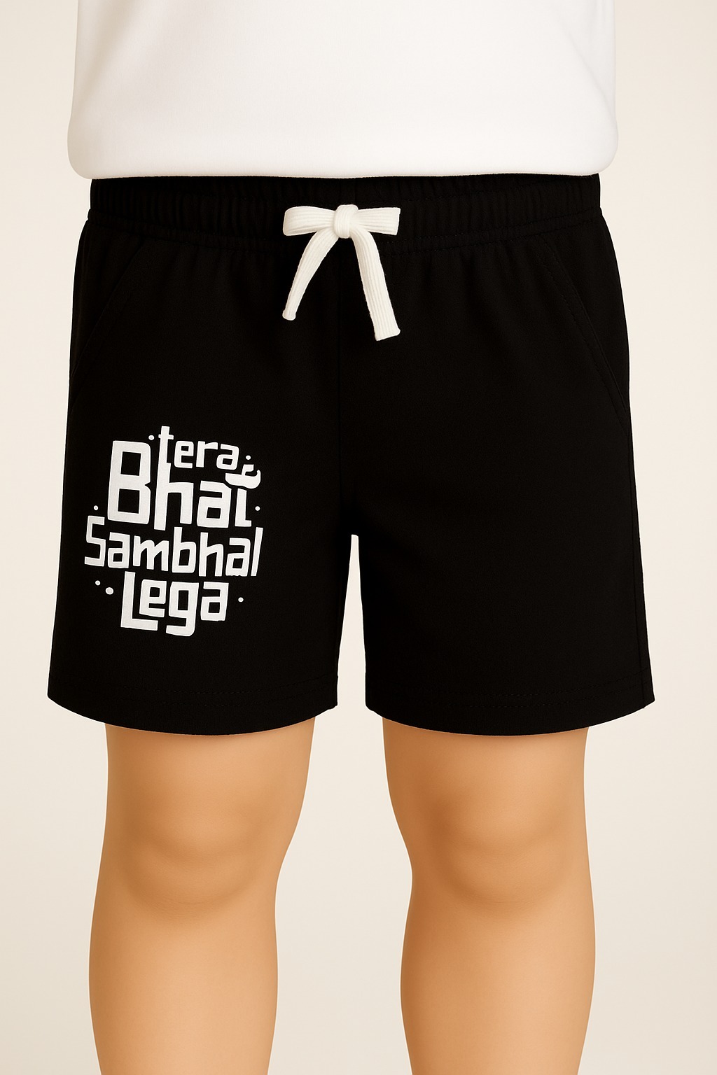 Tera Bhai Sambhal Lega Shorts — Black | 1–3 Years