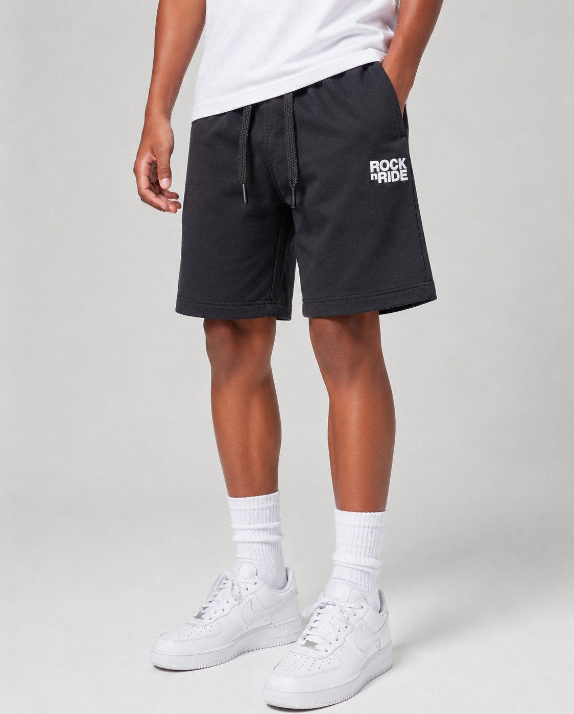 Rock N Ride Logo Shorts — Charcoal | 1–3 Years