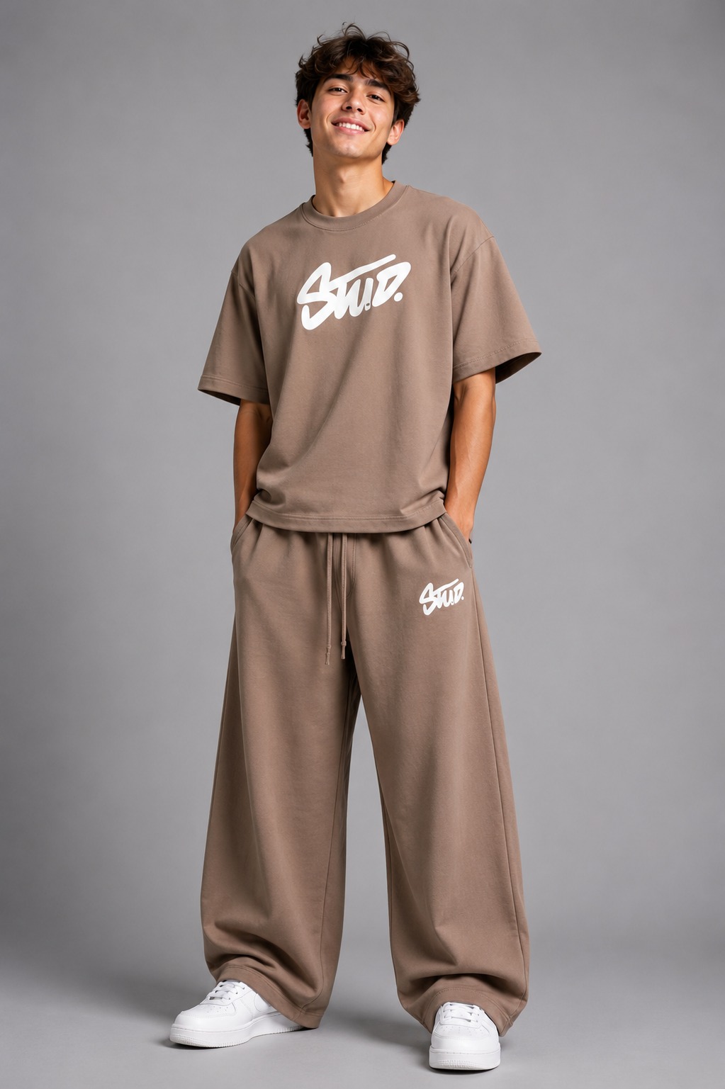 Stud Co-ord Set — Brown