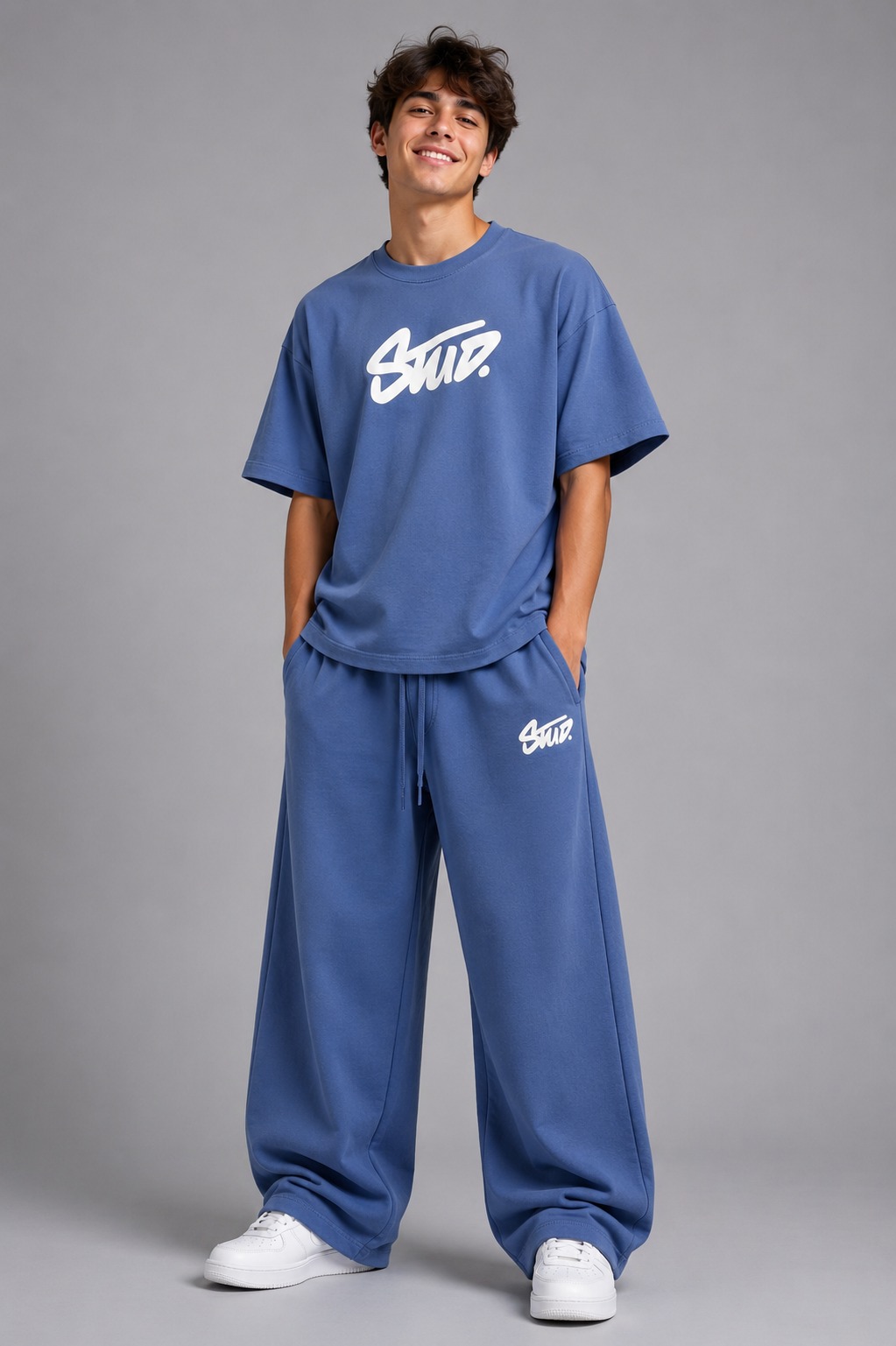 Stud Co-ord Set — Steel Blue
