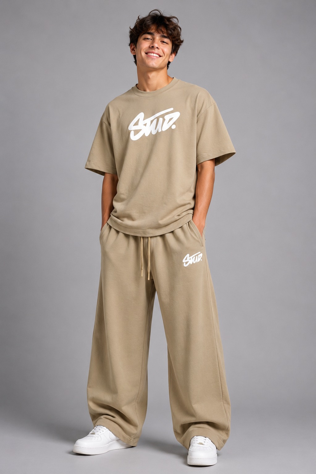 Stud Co-ord Set — Beige
