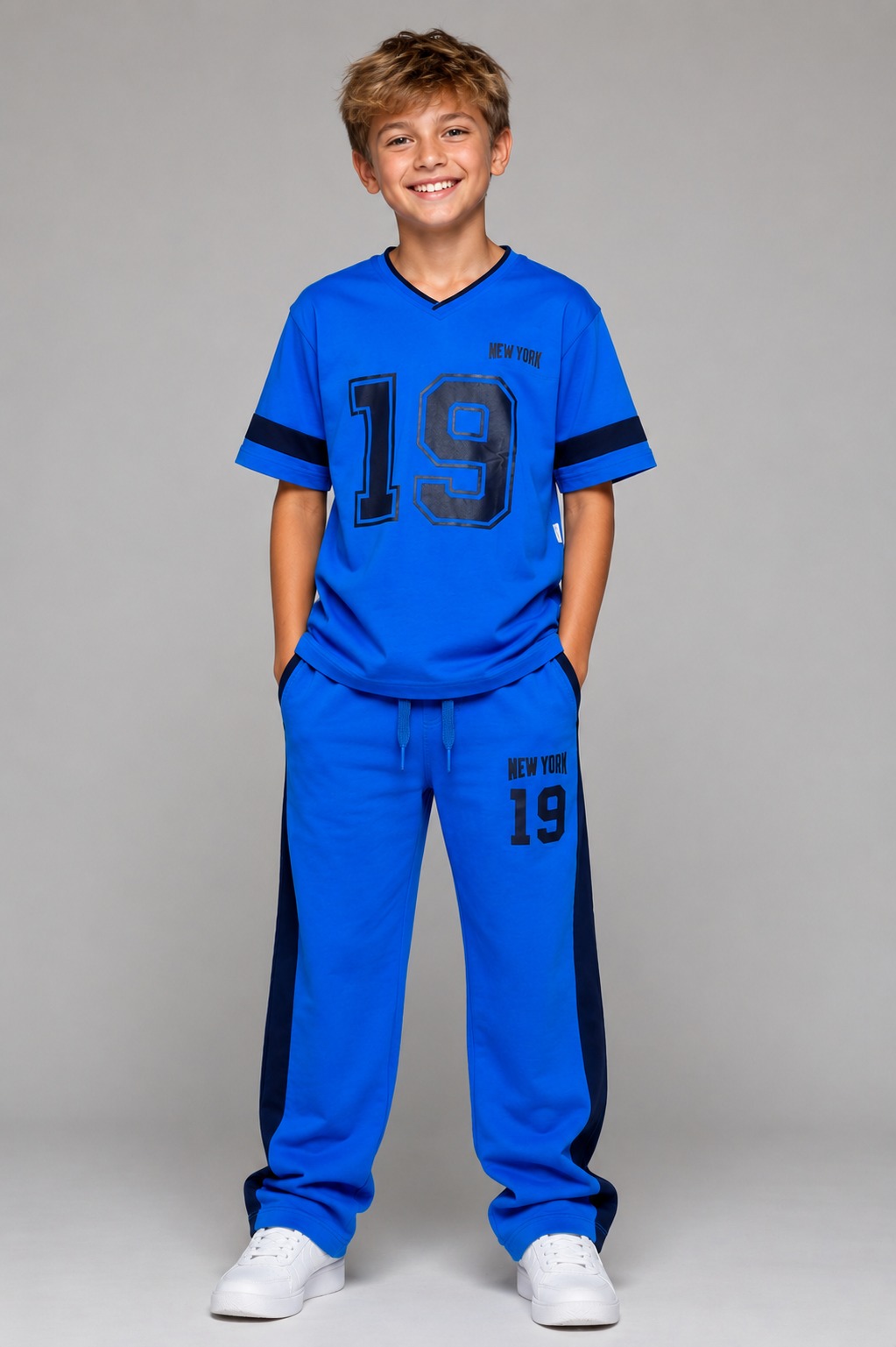 New York V-Neck Co-ord Set — Royal Blue — image 2