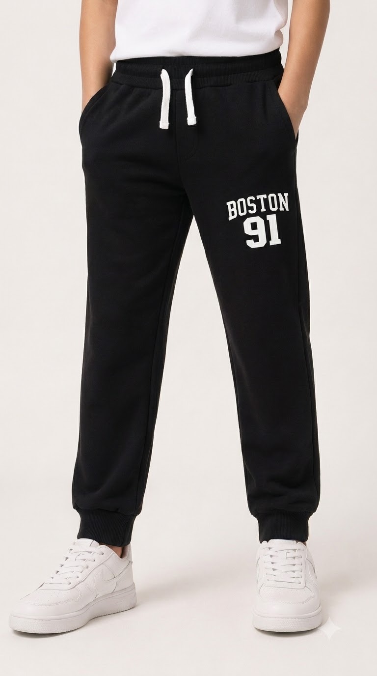 Track Pant With Rib — Black Boston