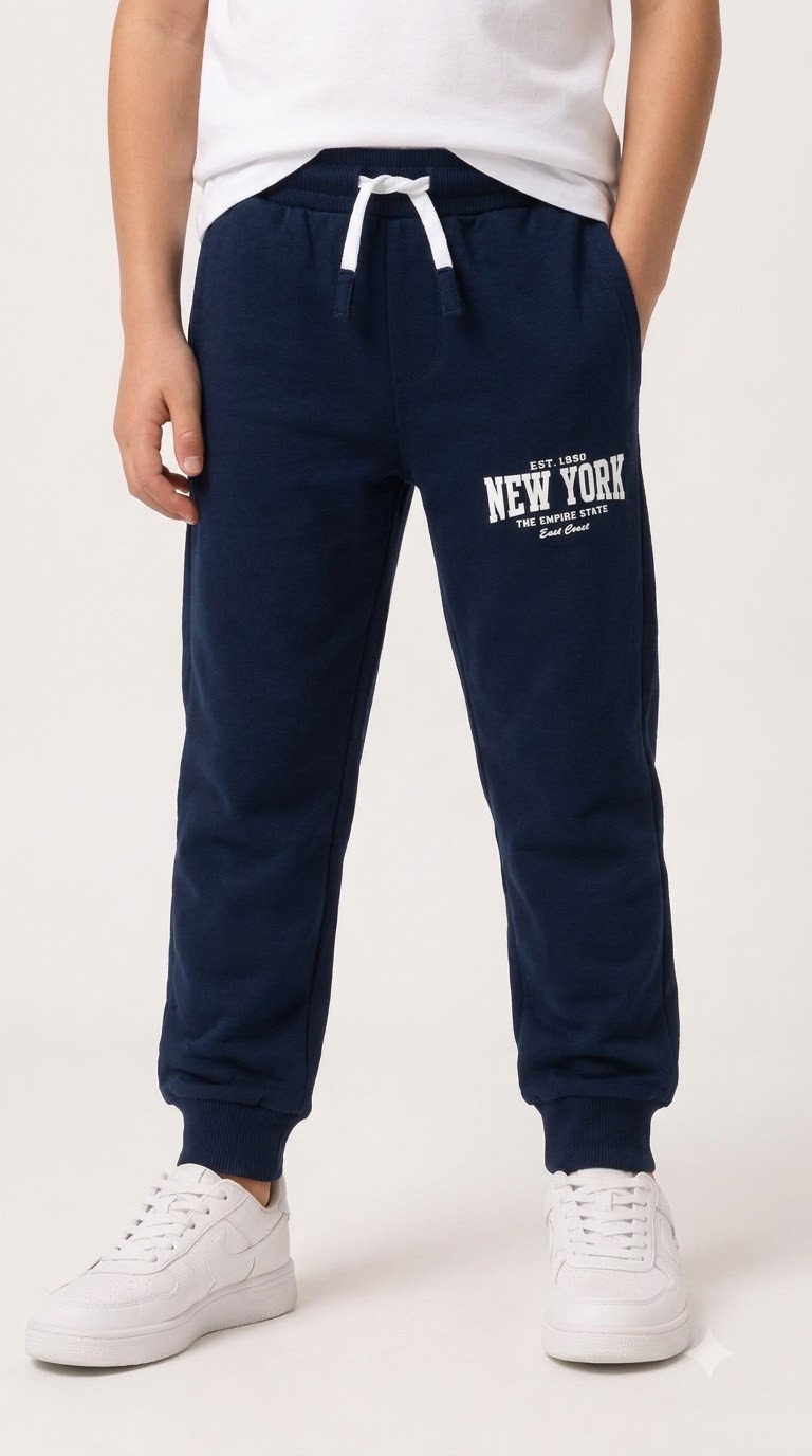 Track Pant With Rib — Navy New York