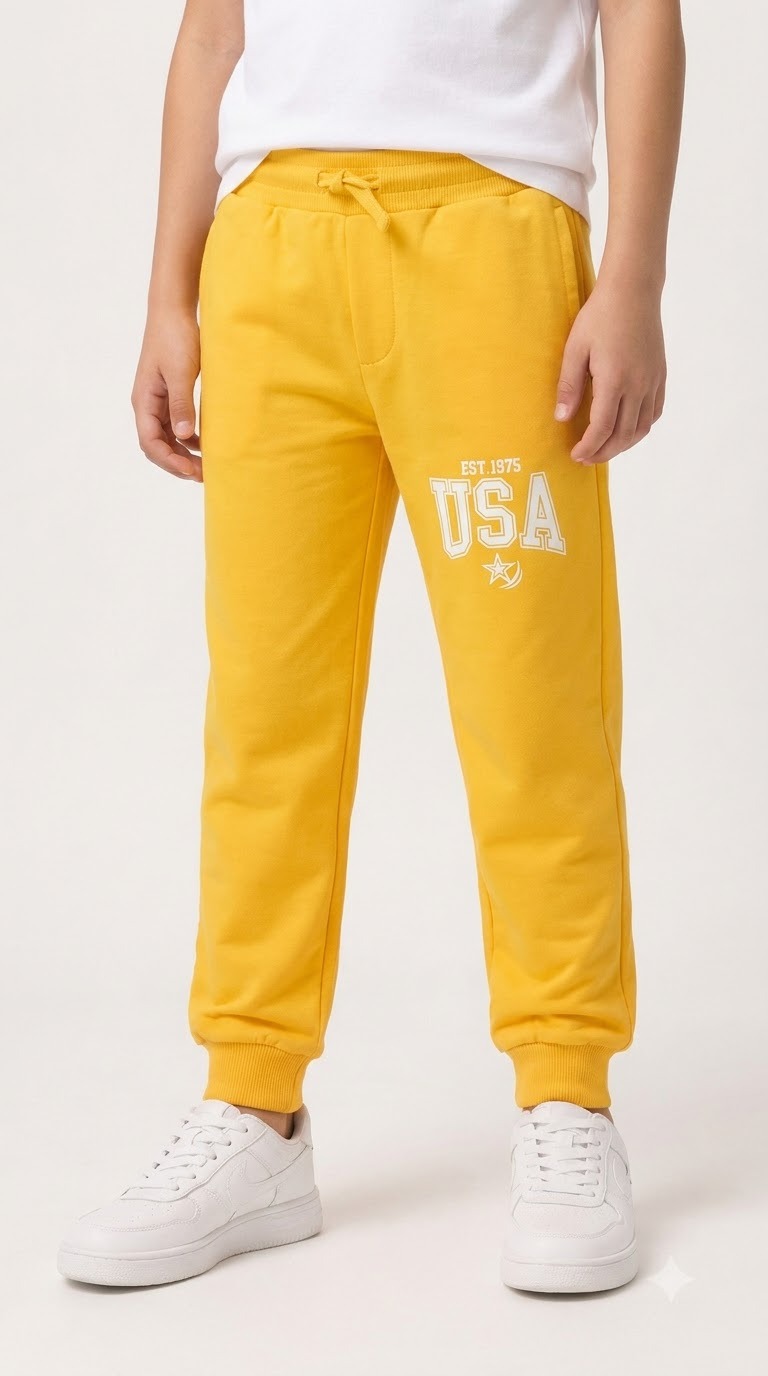 Track Pant With Rib — Yellow USA