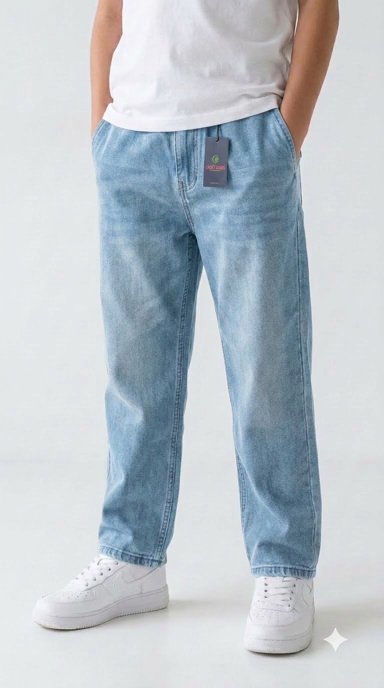 Ice Blue Loose Fit Baggy Jeans
