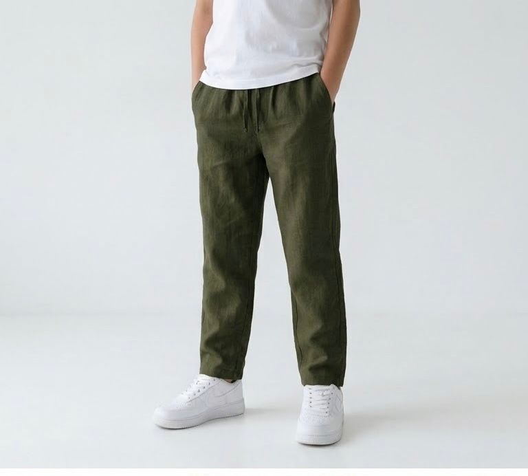 Linen Pant — Army Green