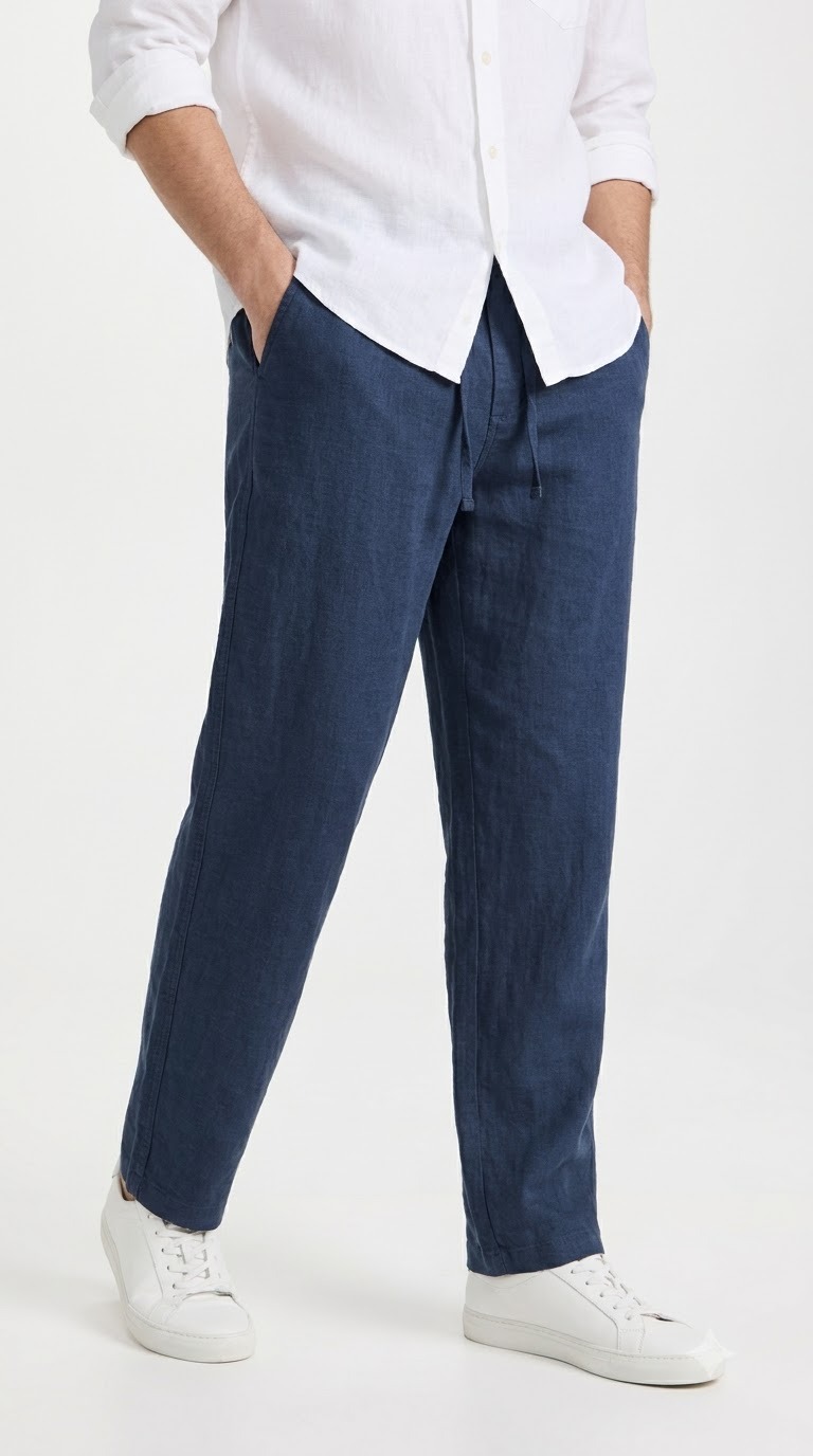 Linen Pant — Navy Blue