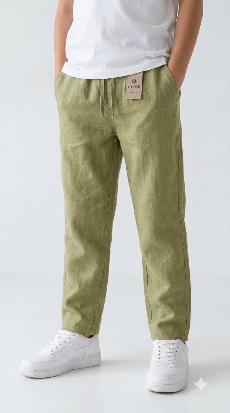 Linen Pant — Olive Green